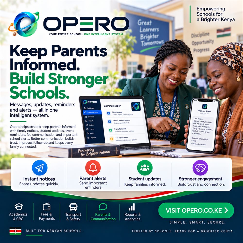 Opero: keep parents informed, build stronger schools. Notices, updates, reminders and alerts in one system.