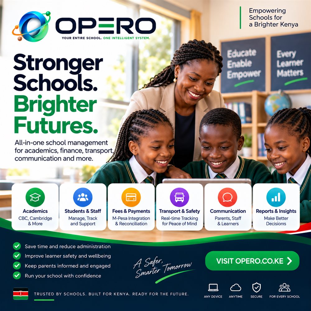 Opero: stronger schools, brighter futures. All-in-one school management for academics, finance, transport and communication.