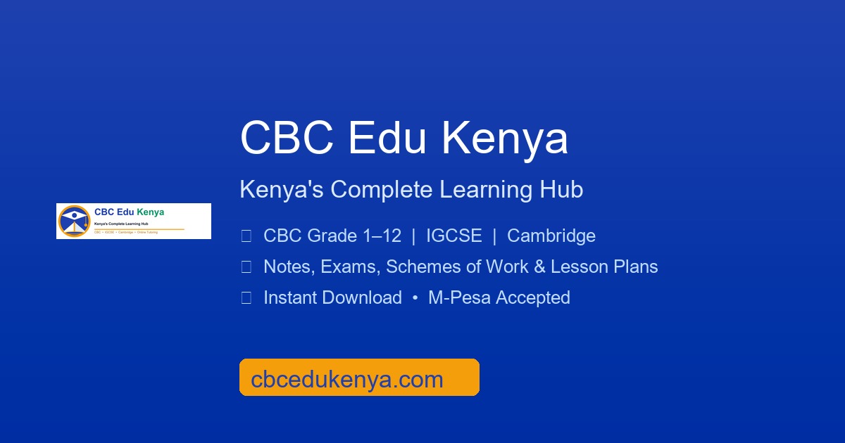 Holiday Revision Packs — KSH 40 per Grade | CBC Edu Kenya